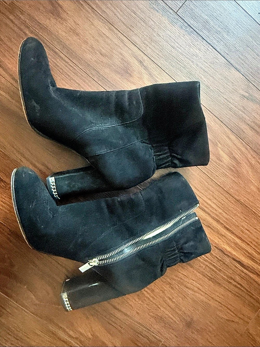 Michael Kors Sabrina Mid Suede Bootie Black Heeled Boots
